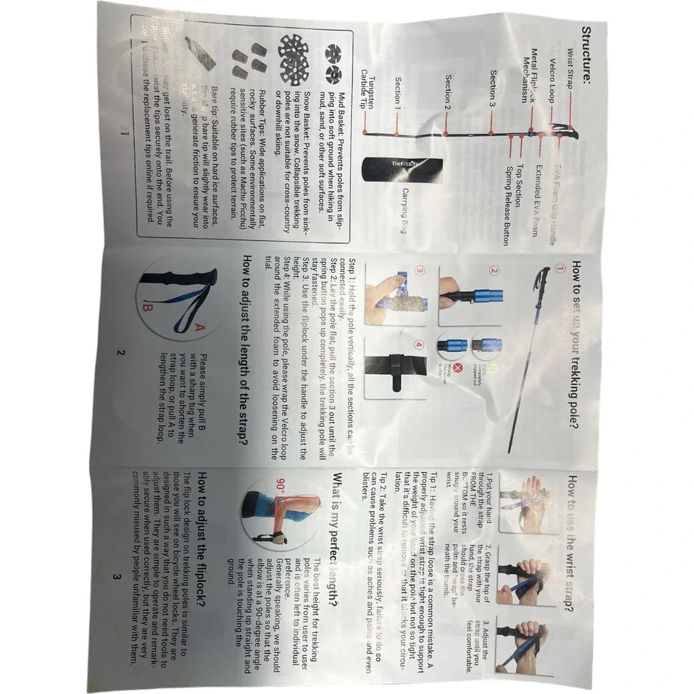 The Fit Life‎ Folding Hiking Backpacking Camping Poles W/11 Pieces 4'-5